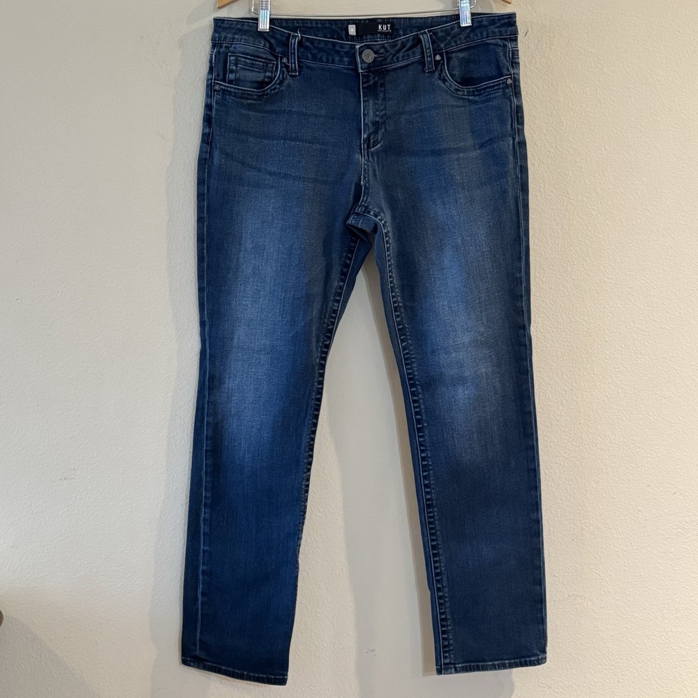 Kut From The Kloth Womens Straight Leg Jeans Size 14 Medium Wash‎ Stretch Denim